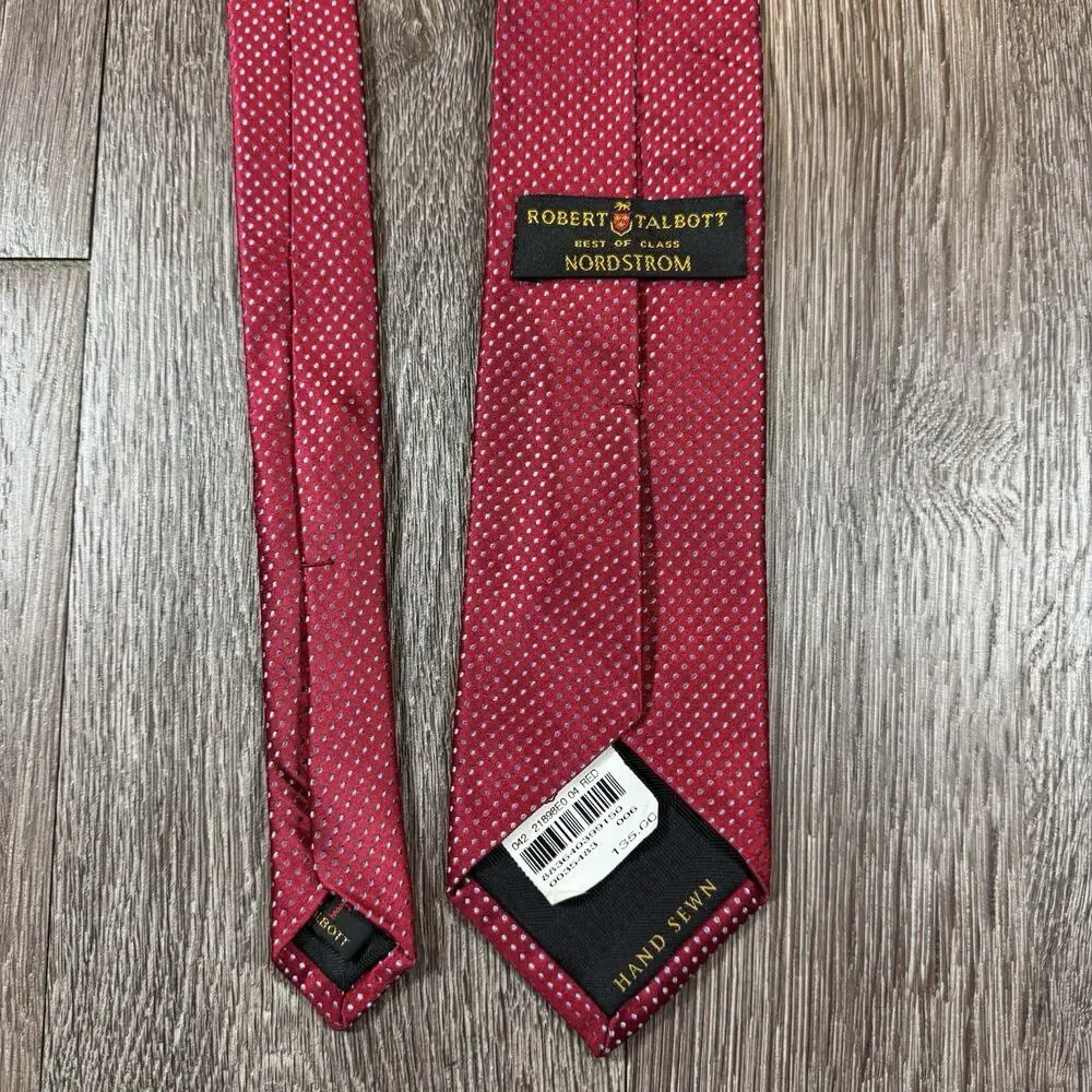 Men's Silk Blue Dot Red Neck Tie Hand Sewn by Robert Talbott for Nordstrom